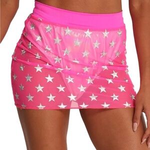 Pink mesh rave skirt